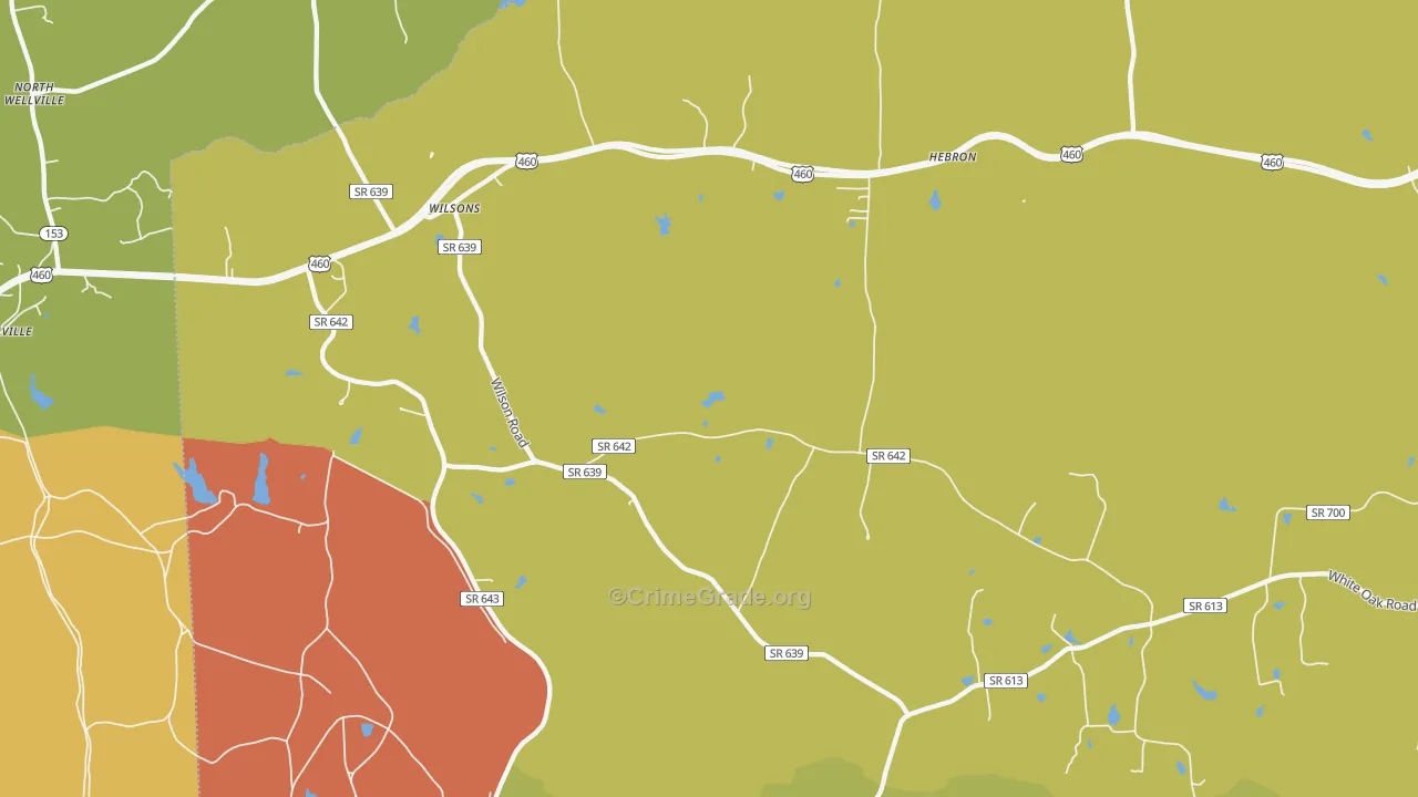Wilsons, VA Map of Vehicle Theft Rates
