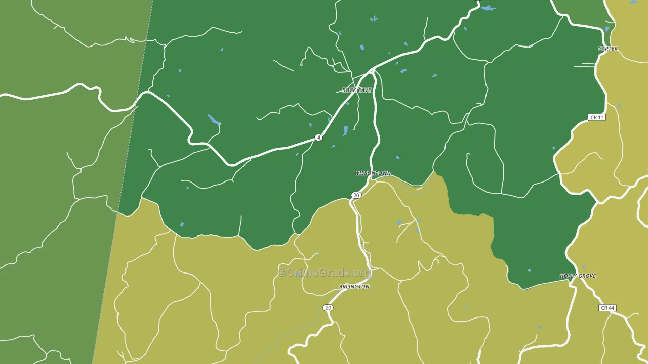 Wilsontown, WV Map of Vehicle Theft Rates