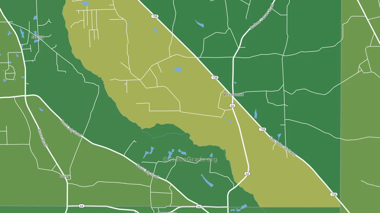 Wilsonville, GA Map of Vehicle Theft Rates