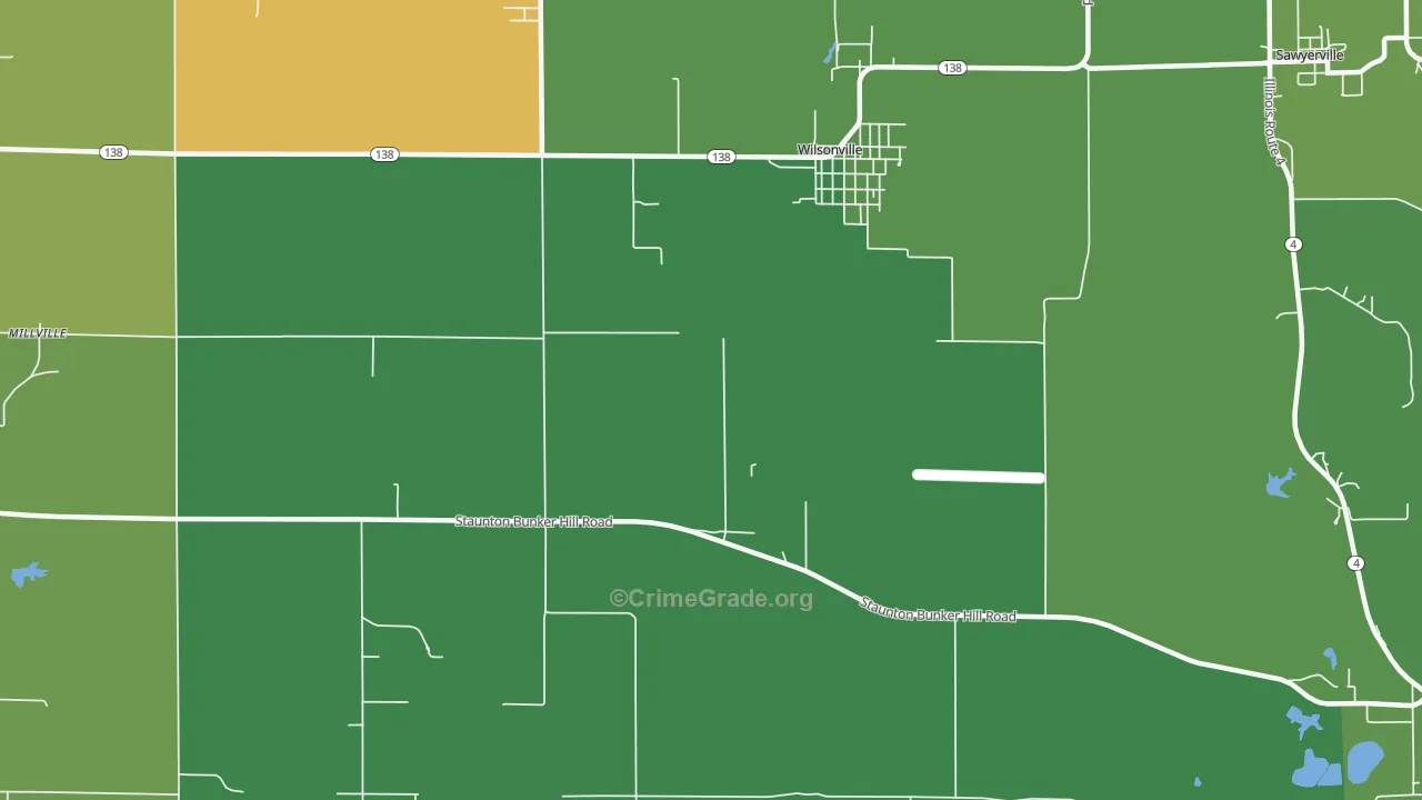 Wilsonville, IL Map of Vehicle Theft Rates