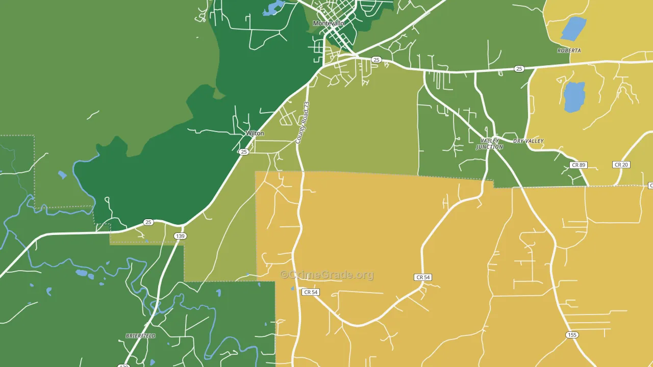 Wilton, AL Map of Vehicle Theft Rates