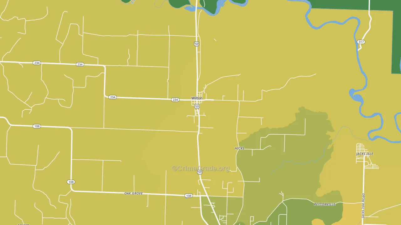 Wilton, AR Map of Vehicle Theft Rates