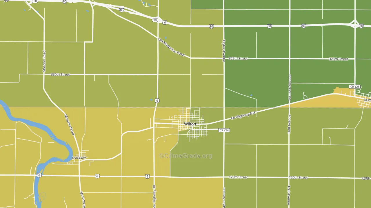Wilton, IA Map of Vehicle Theft Rates