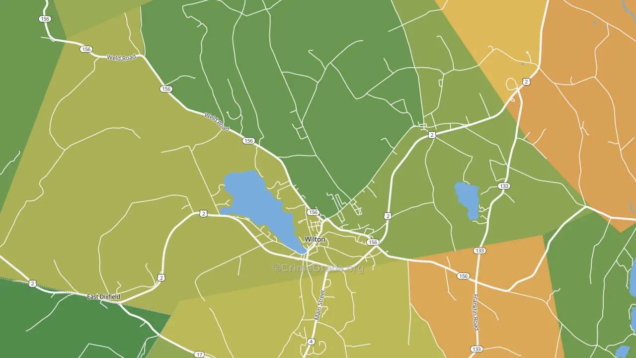Wilton, ME Map of Vehicle Theft Rates