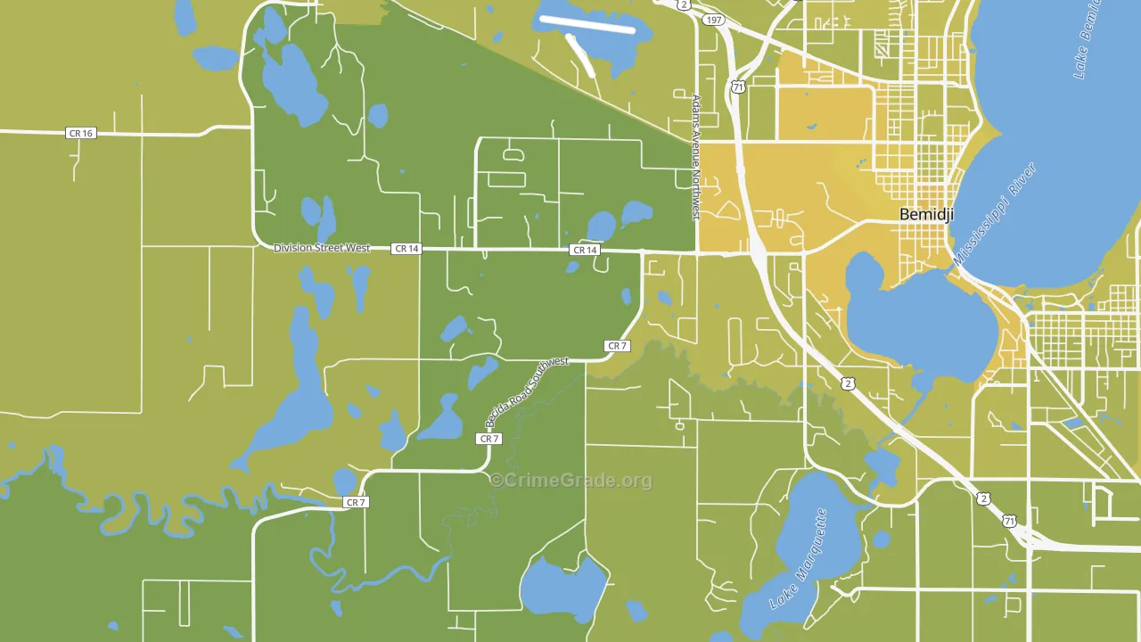 Wilton, MN Map of Vehicle Theft Rates