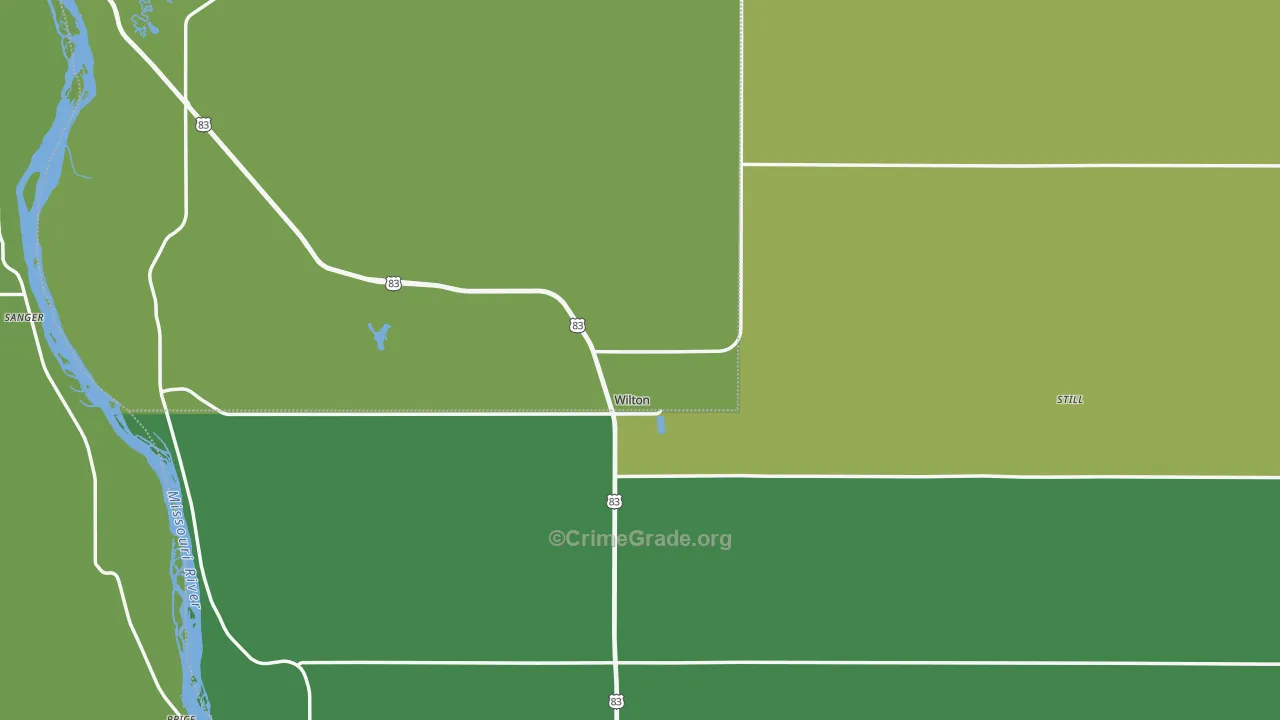 Wilton, ND Map of Vehicle Theft Rates