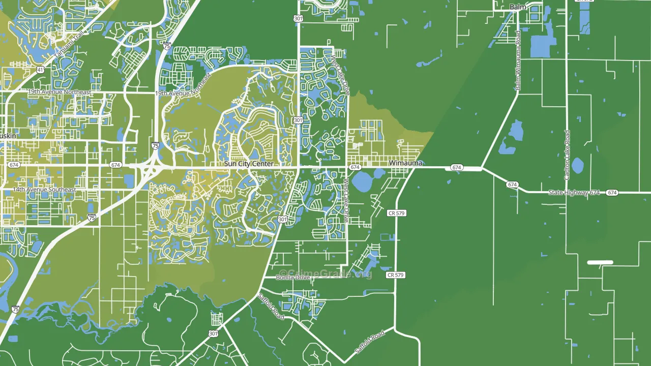 Wimauma, FL Map of Vehicle Theft Rates