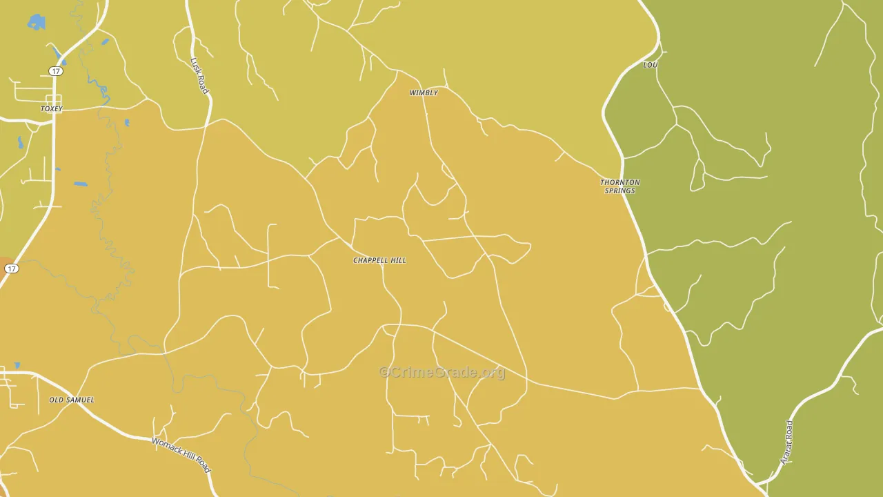 Wimberly, AL Map of Vehicle Theft Rates
