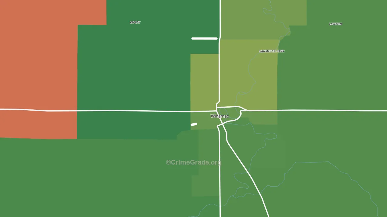 Winamac, IN Map of Vehicle Theft Rates