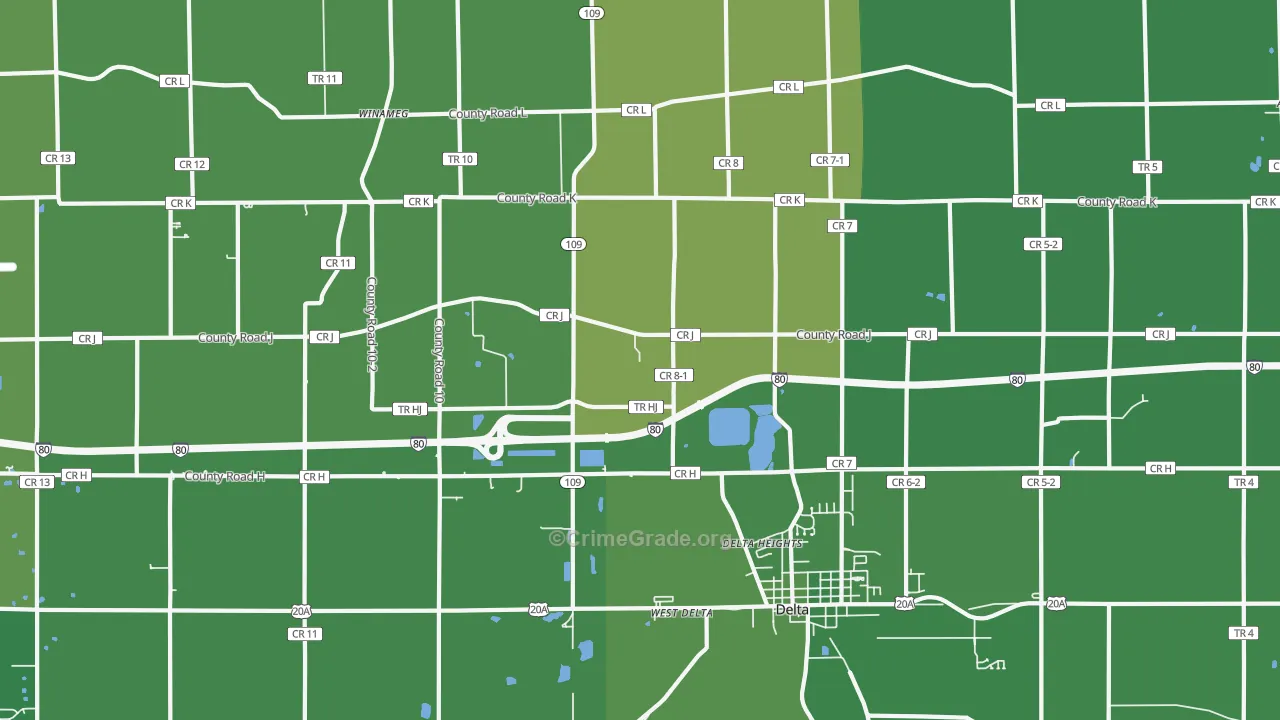 Winameg, OH Map of Vehicle Theft Rates