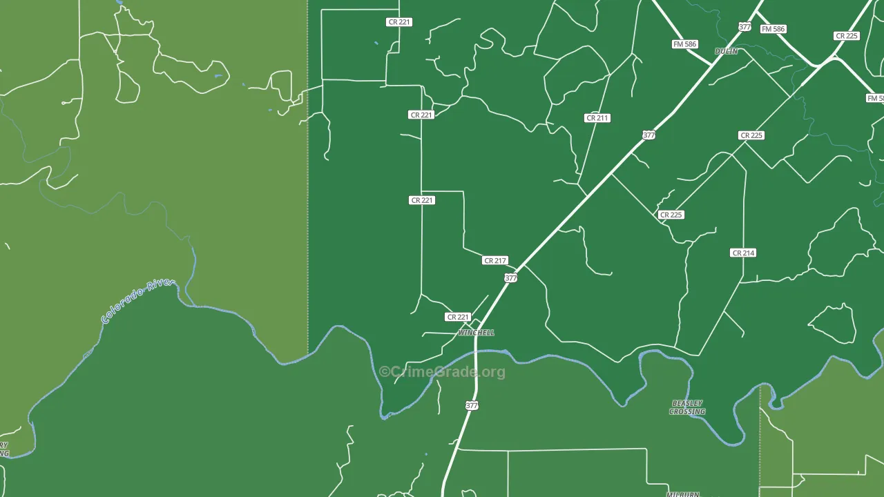 Winchell, TX Map of Vehicle Theft Rates