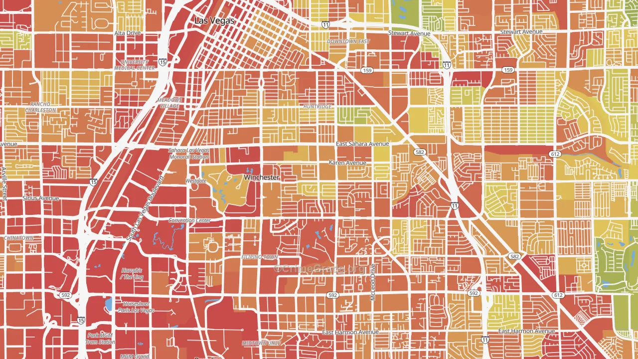 Winchester, NV Map of Vehicle Theft Rates