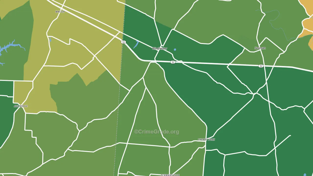 Winchester, OH Map of Vehicle Theft Rates