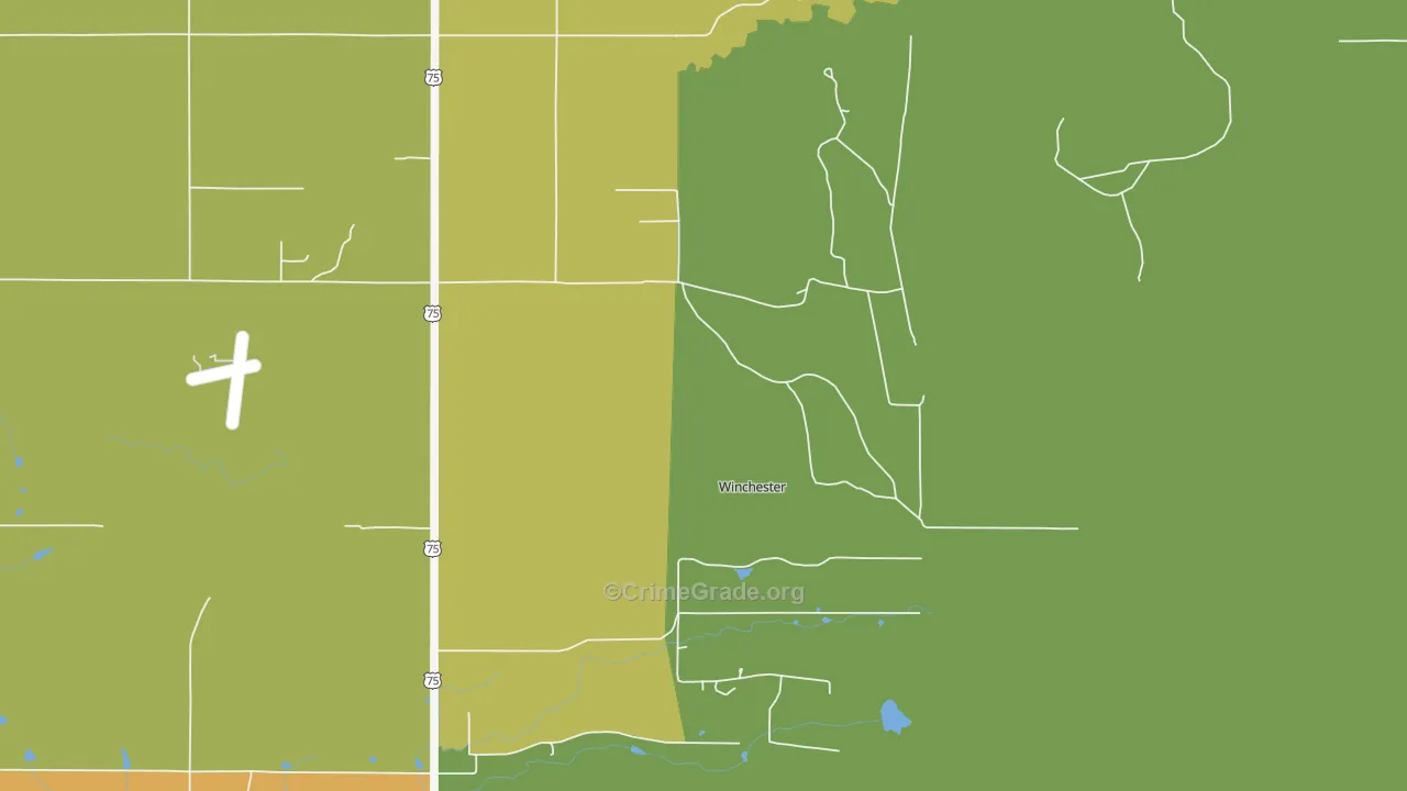 Winchester, OK Map of Vehicle Theft Rates