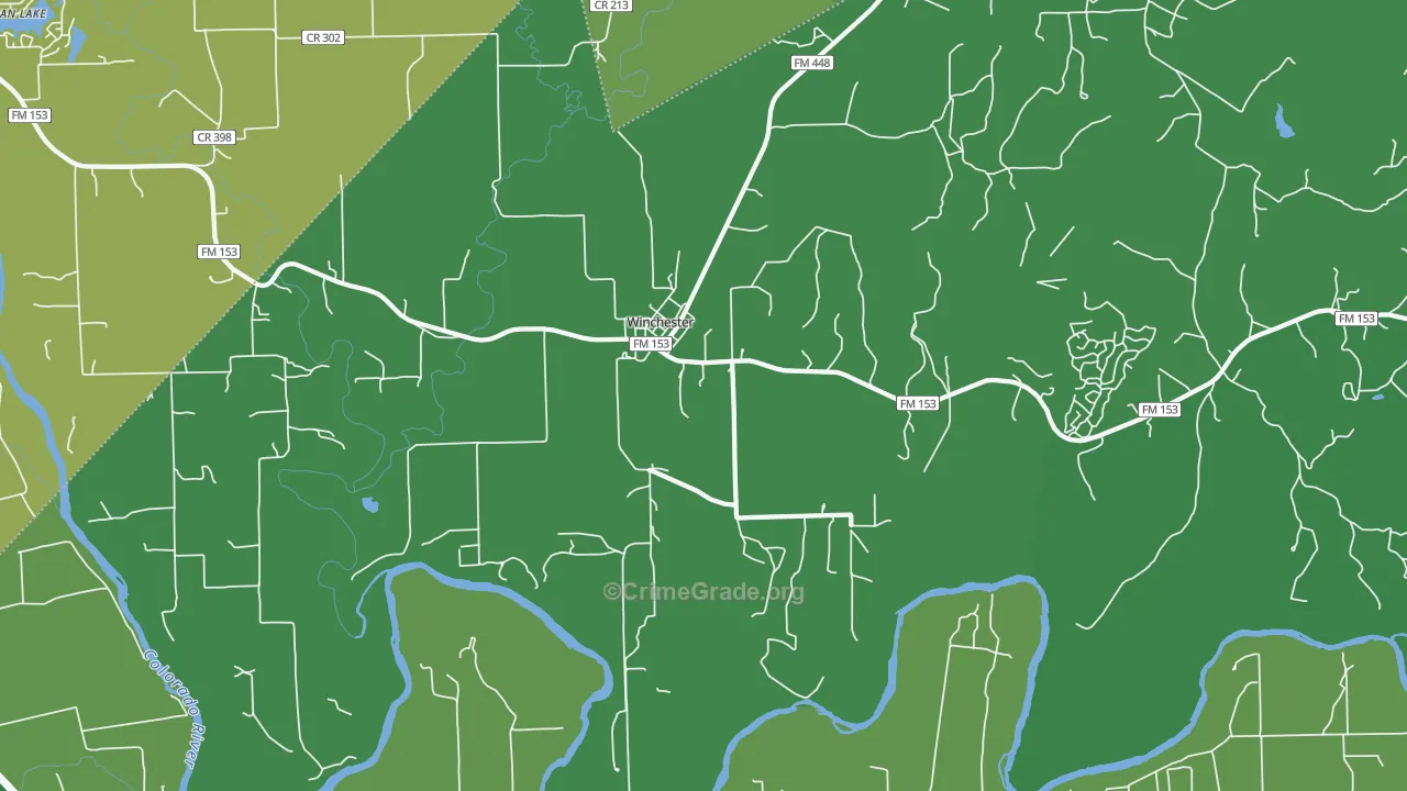 Winchester, TX Map of Vehicle Theft Rates