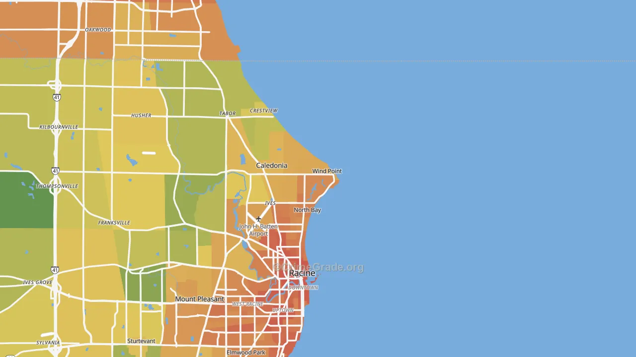 Wind Point, WI Map of Vehicle Theft Rates