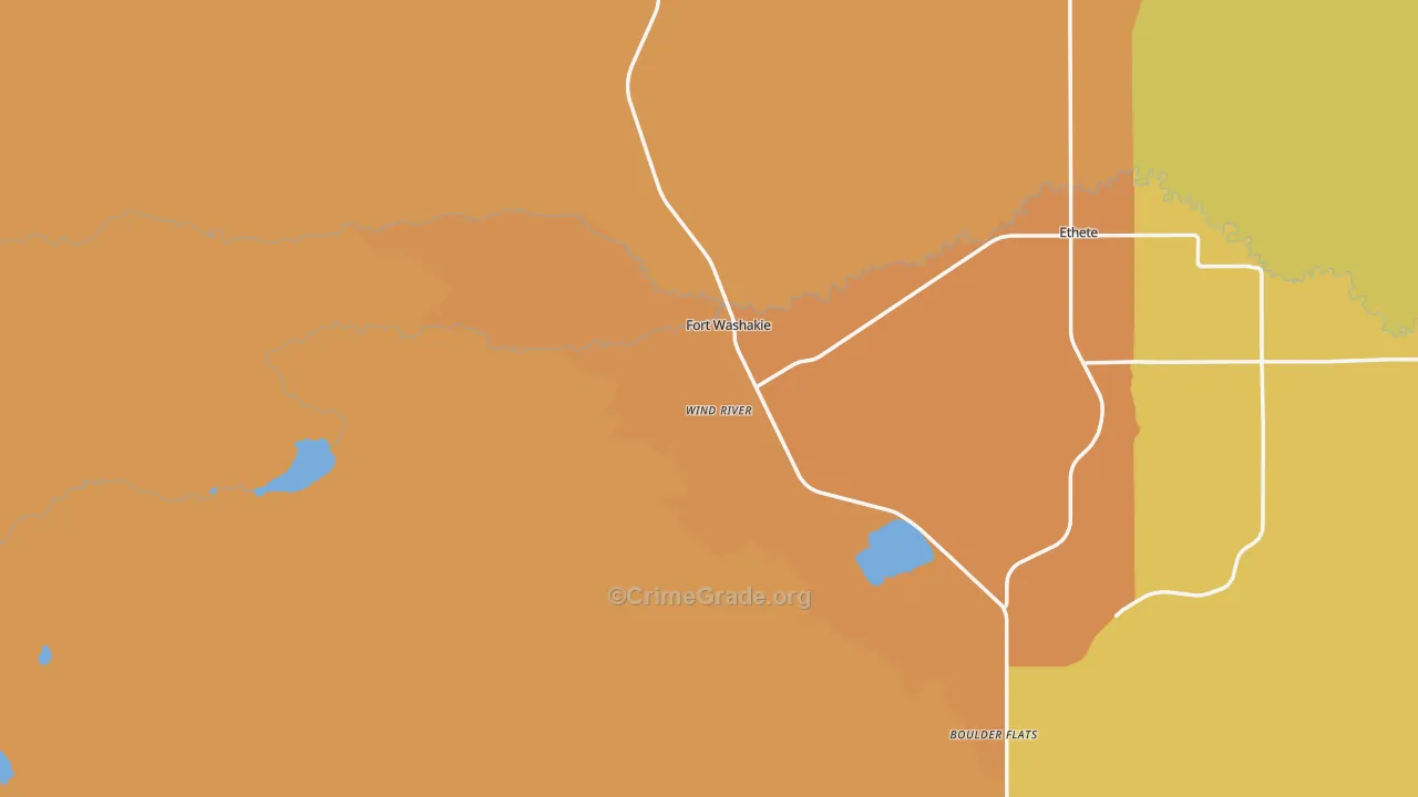 Wind River, WY Map of Vehicle Theft Rates