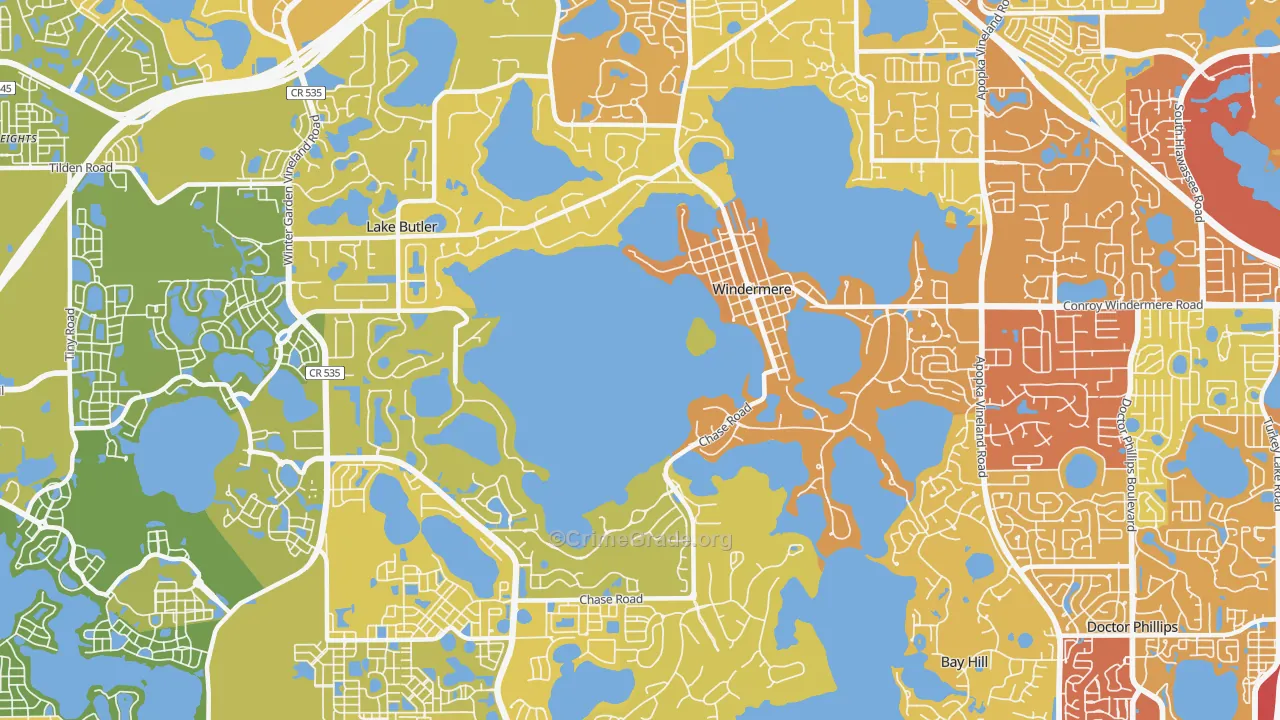 Windermere, FL Map of Vehicle Theft Rates