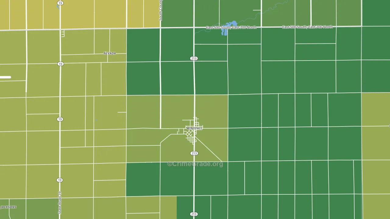 Windfall, IN Map of Vehicle Theft Rates