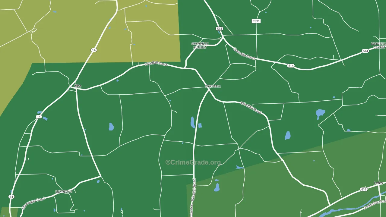 Windfall, PA Map of Vehicle Theft Rates