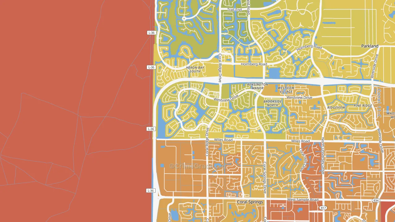 Windham, Coral Springs, FL Map of Vehicle Theft Rates