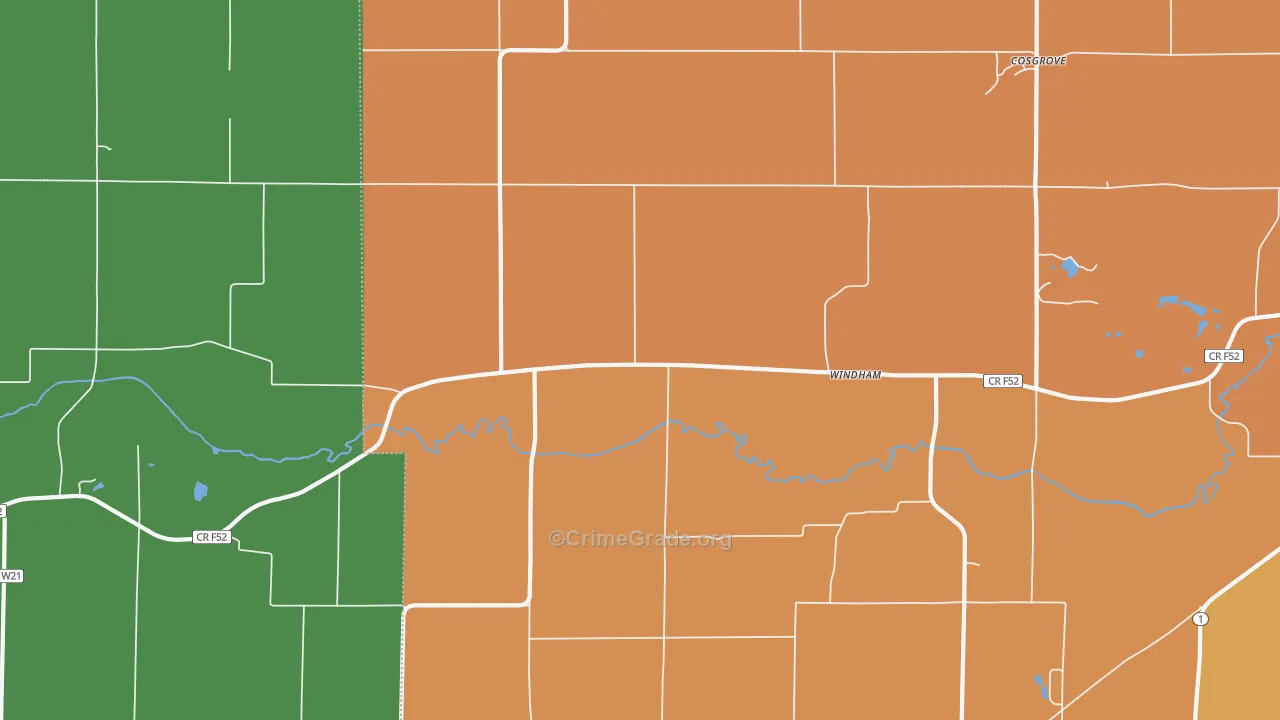 Windham, IA Map of Vehicle Theft Rates