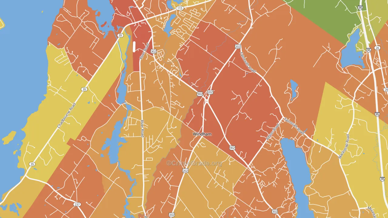 Windham, ME Map of Vehicle Theft Rates