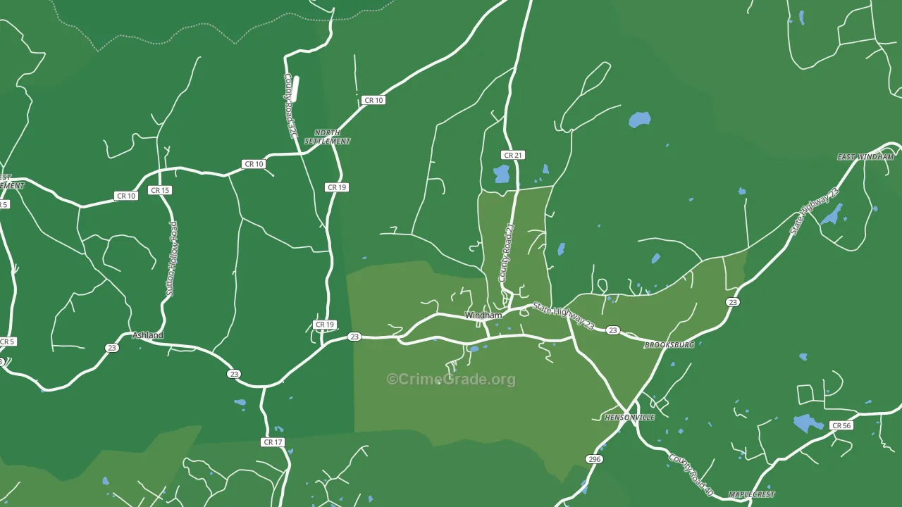 Windham, NY Map of Vehicle Theft Rates