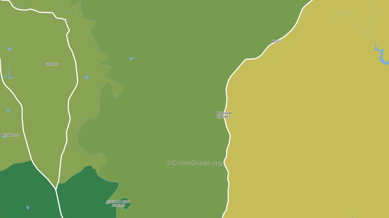 Windham Springs, AL Map of Vehicle Theft Rates