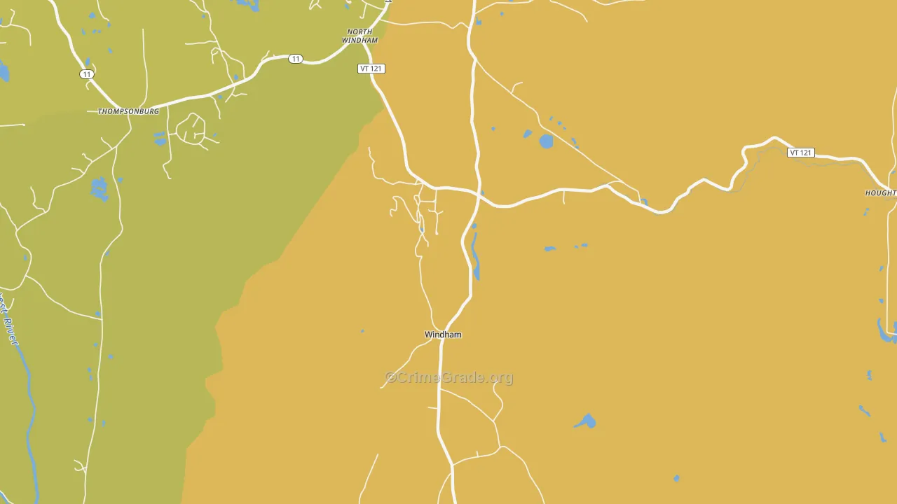 Windham, VT Map of Vehicle Theft Rates