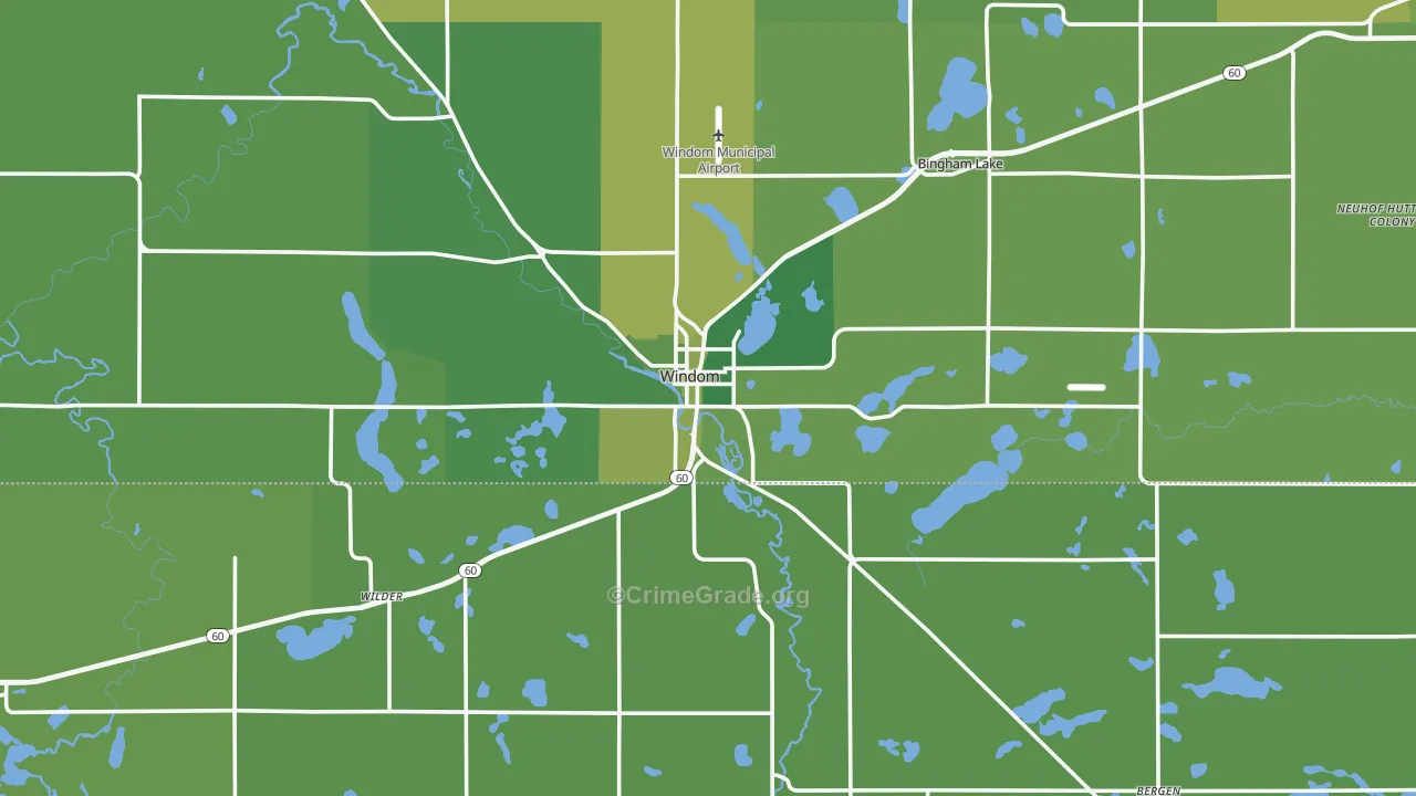 Windom, MN Map of Vehicle Theft Rates