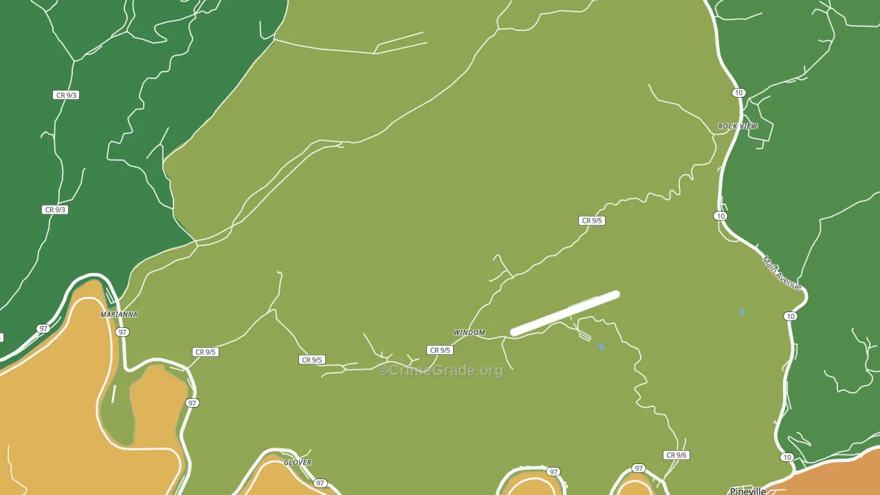 Windom, WV Map of Vehicle Theft Rates