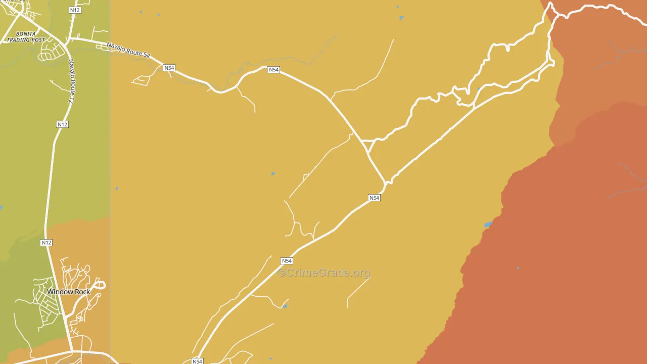Window Rock, NM Map of Vehicle Theft Rates