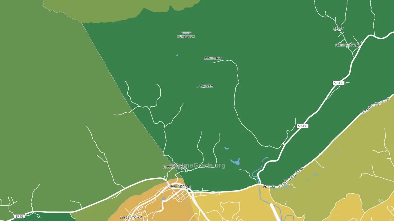 Windrock, TN Map of Vehicle Theft Rates