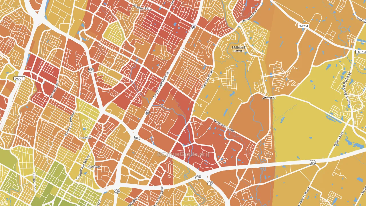 Windsor Hills, Austin, TX Map of Vehicle Theft Rates