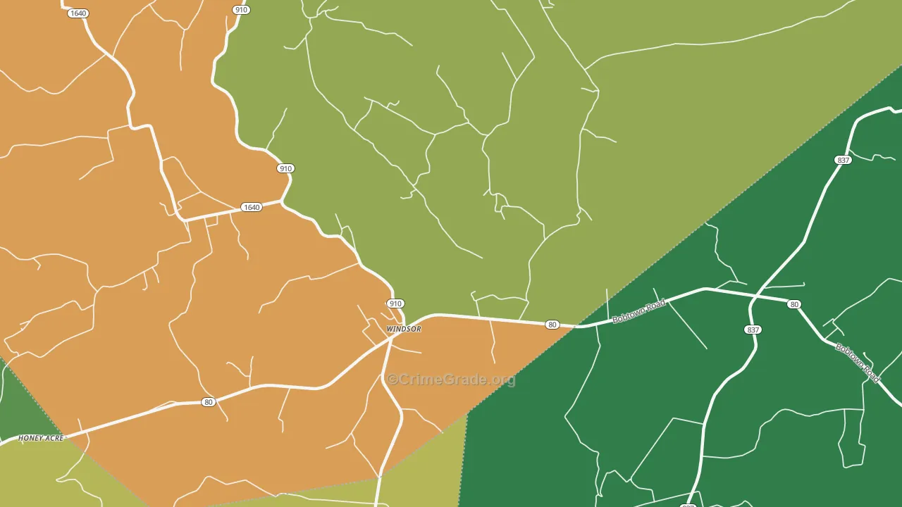 Windsor, KY Map of Vehicle Theft Rates