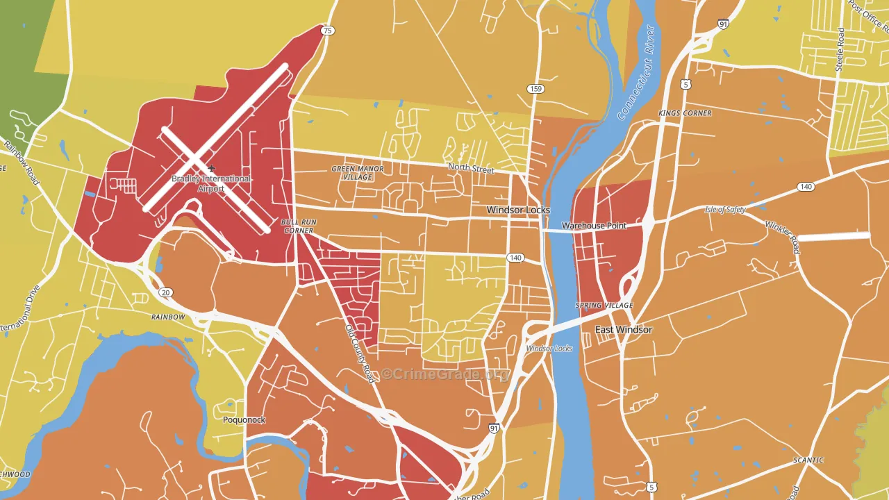 Windsor Locks, CT Map of Vehicle Theft Rates