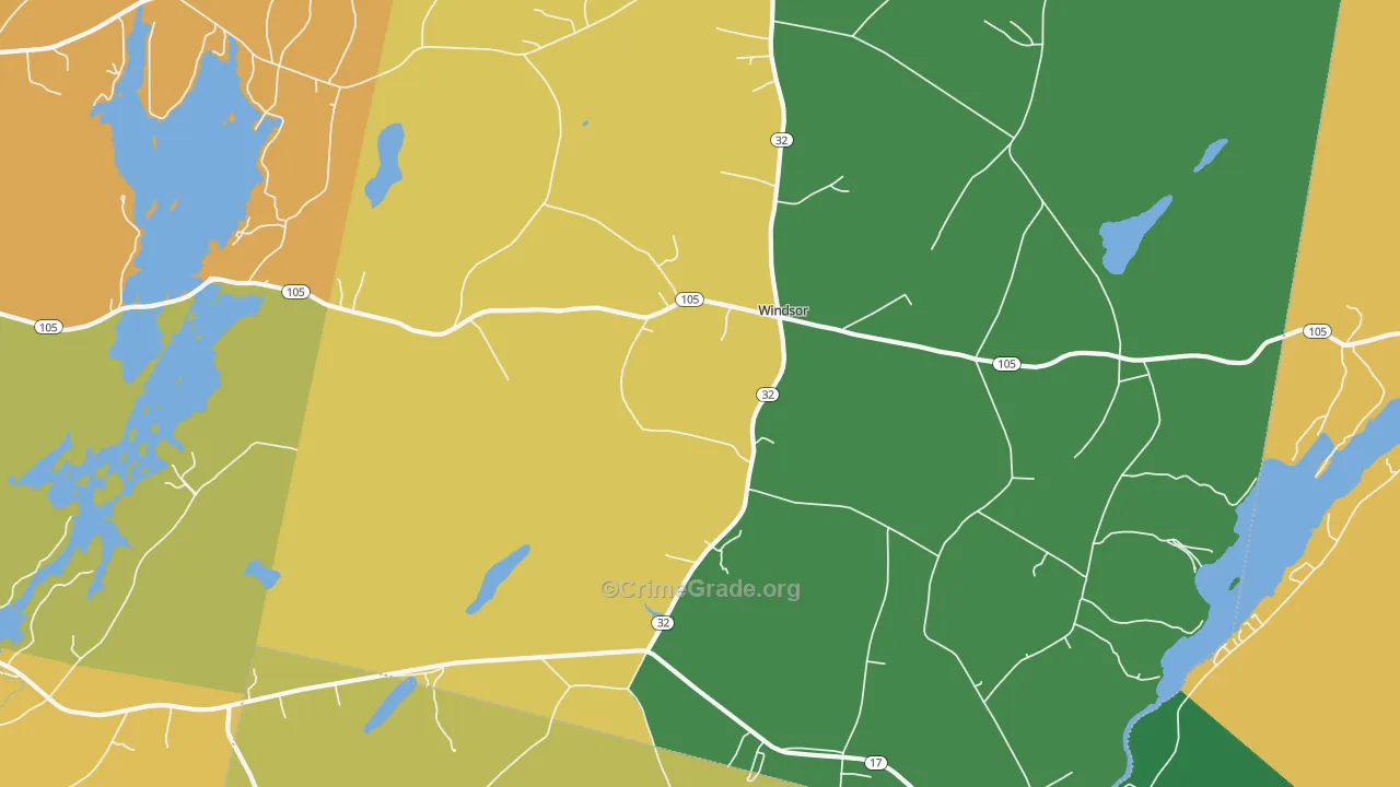 Windsor, ME Map of Vehicle Theft Rates