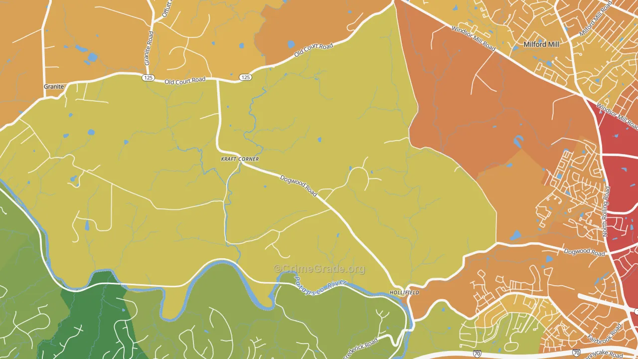 Windsor Mill, MD Map of Vehicle Theft Rates
