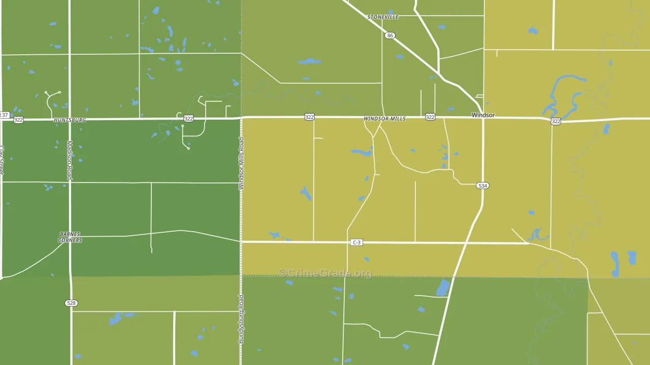 Windsor Mills, OH Map of Vehicle Theft Rates