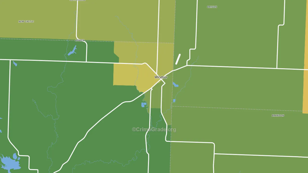 Windsor, MO Map of Vehicle Theft Rates
