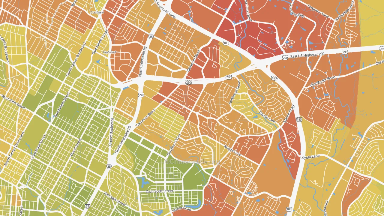 Windsor Park, Austin, TX Map of Vehicle Theft Rates
