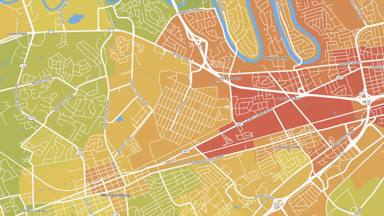 Windsor Park, PA Map of Vehicle Theft Rates