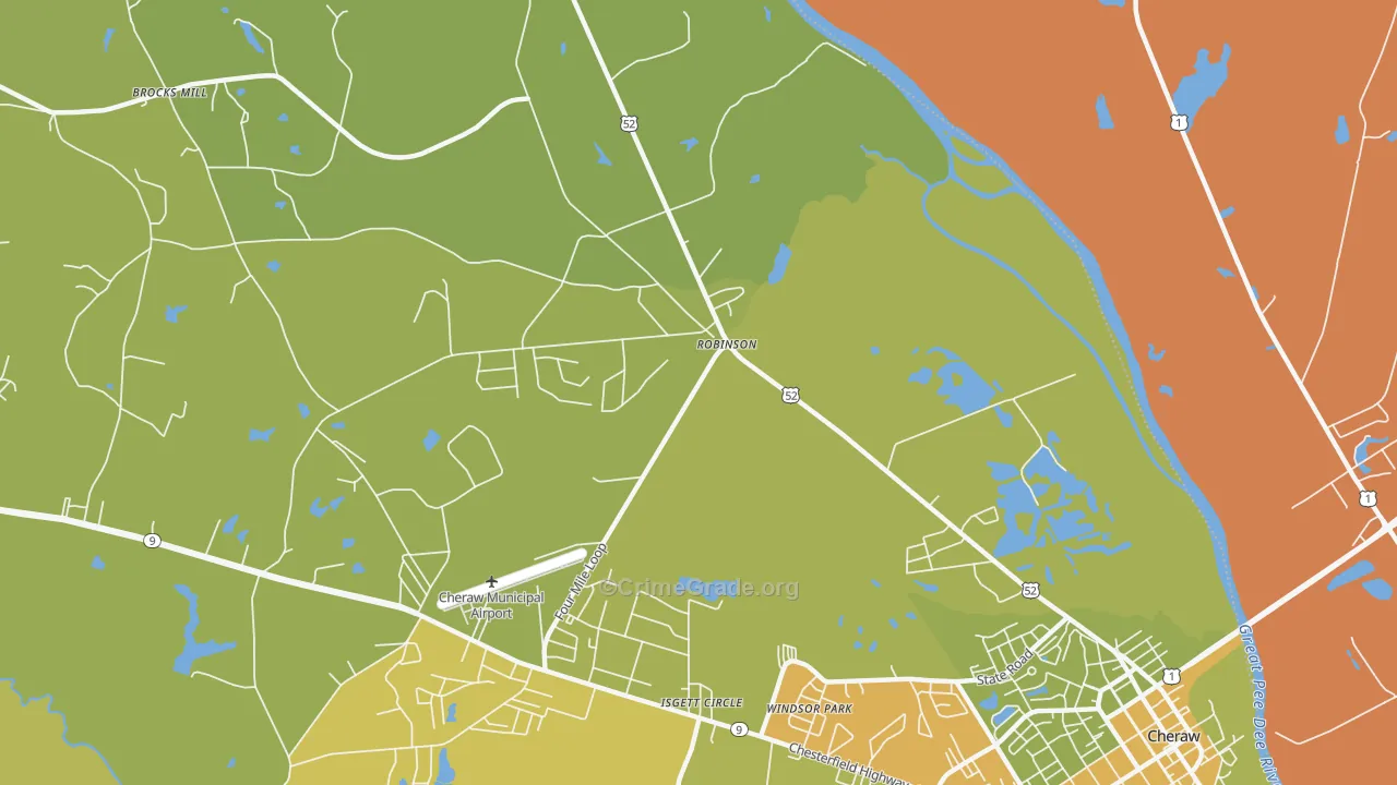 Windsor Park, SC Map of Vehicle Theft Rates