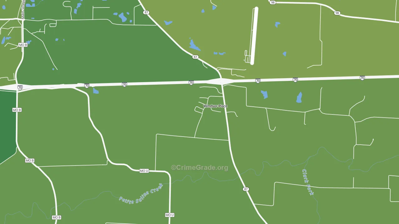 Windsor Place, MO Map of Vehicle Theft Rates