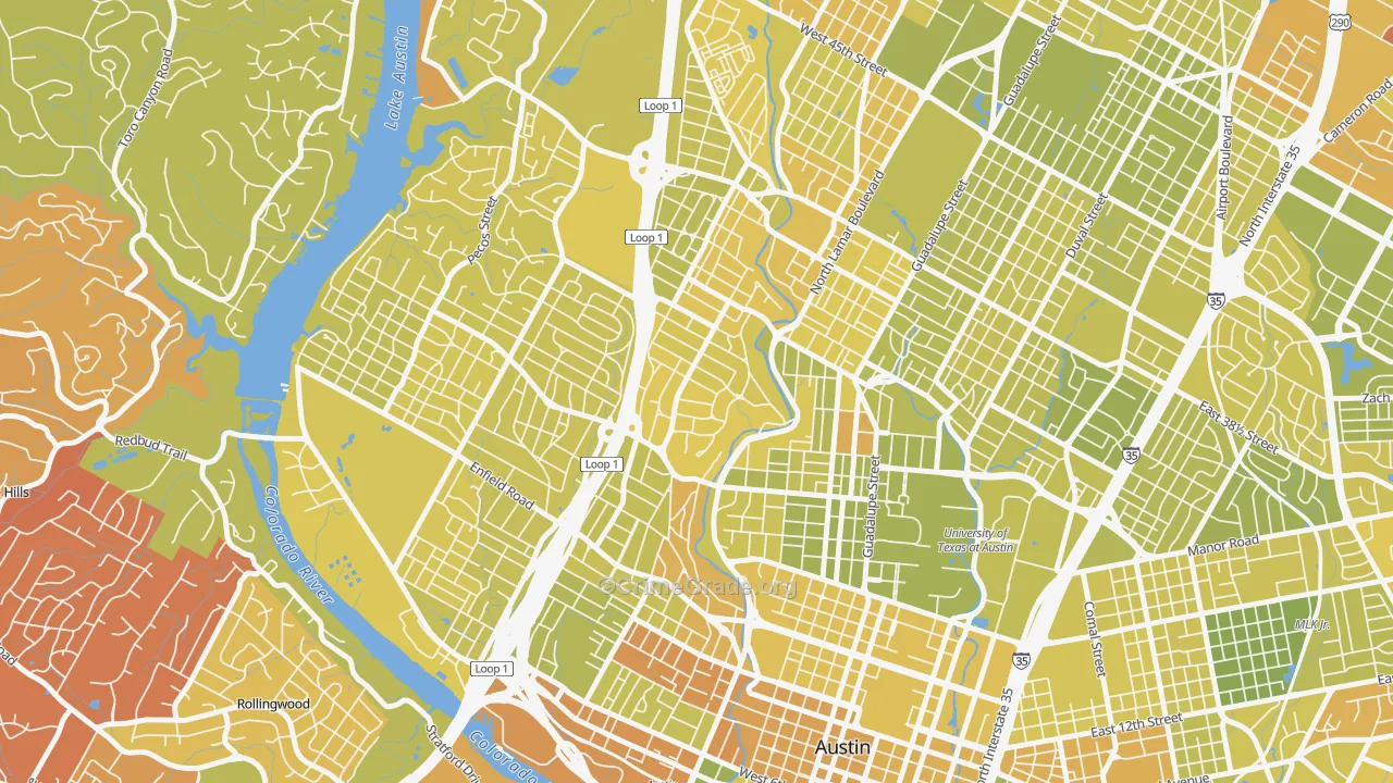 Windsor Road, Austin, TX Map of Vehicle Theft Rates