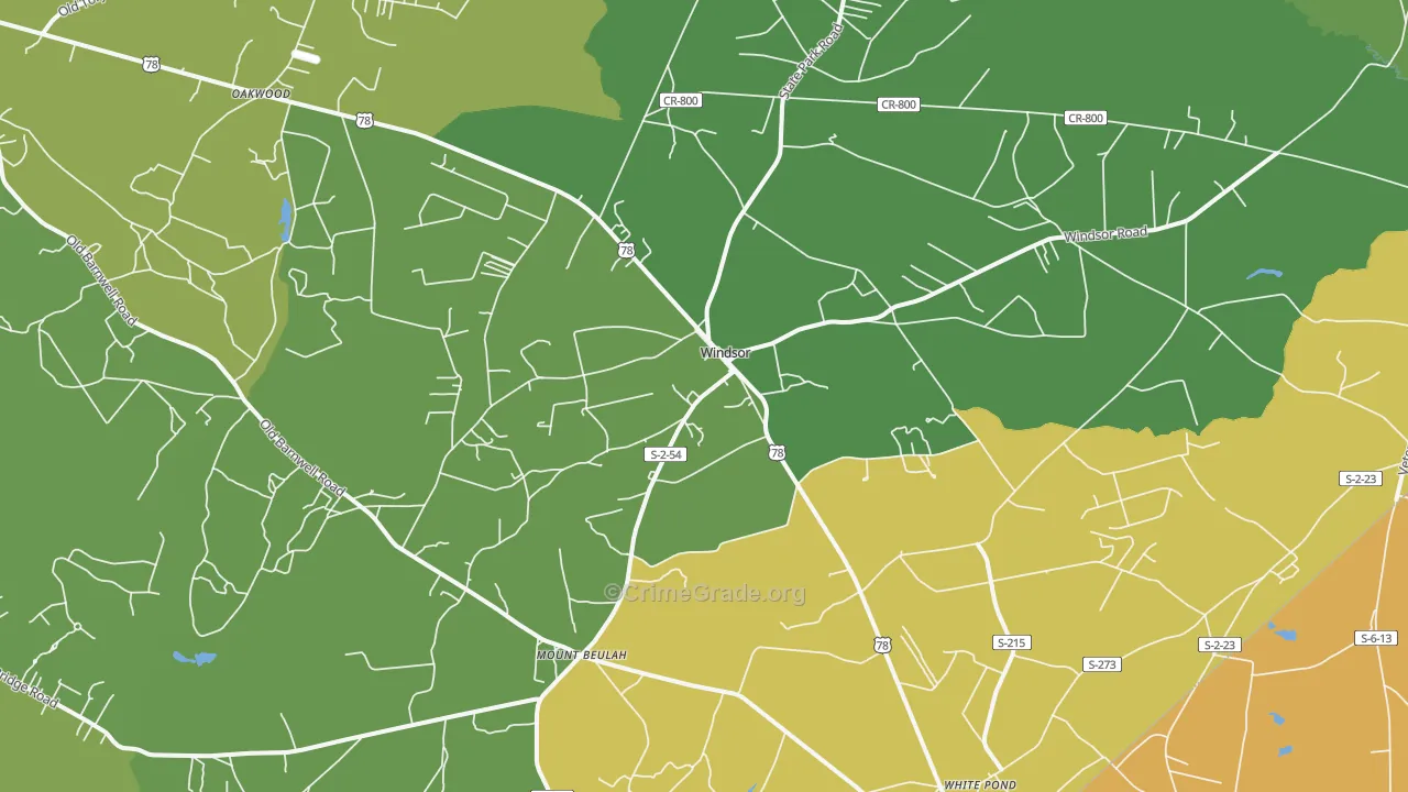 Windsor, SC Map of Vehicle Theft Rates