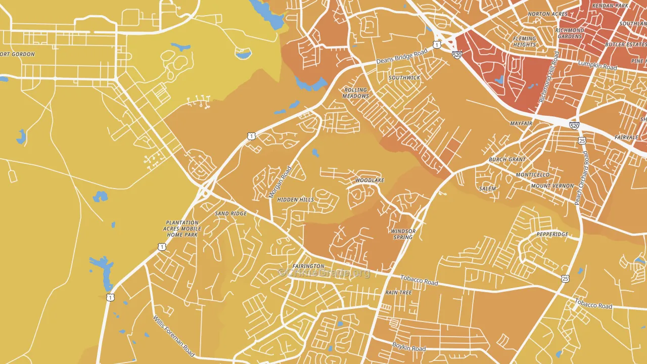 Windsor Spring, Hephzibah, GA Map of Vehicle Theft Rates