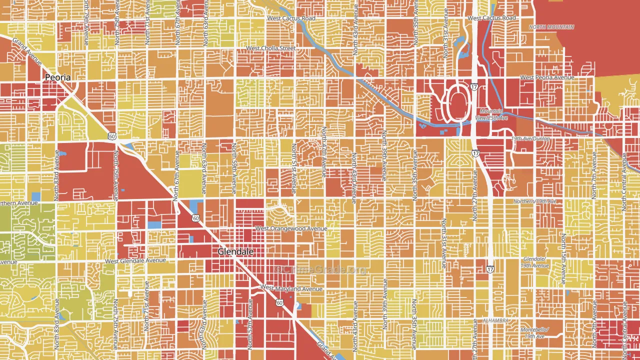 Windsor Square, Glendale, AZ Map of Vehicle Theft Rates