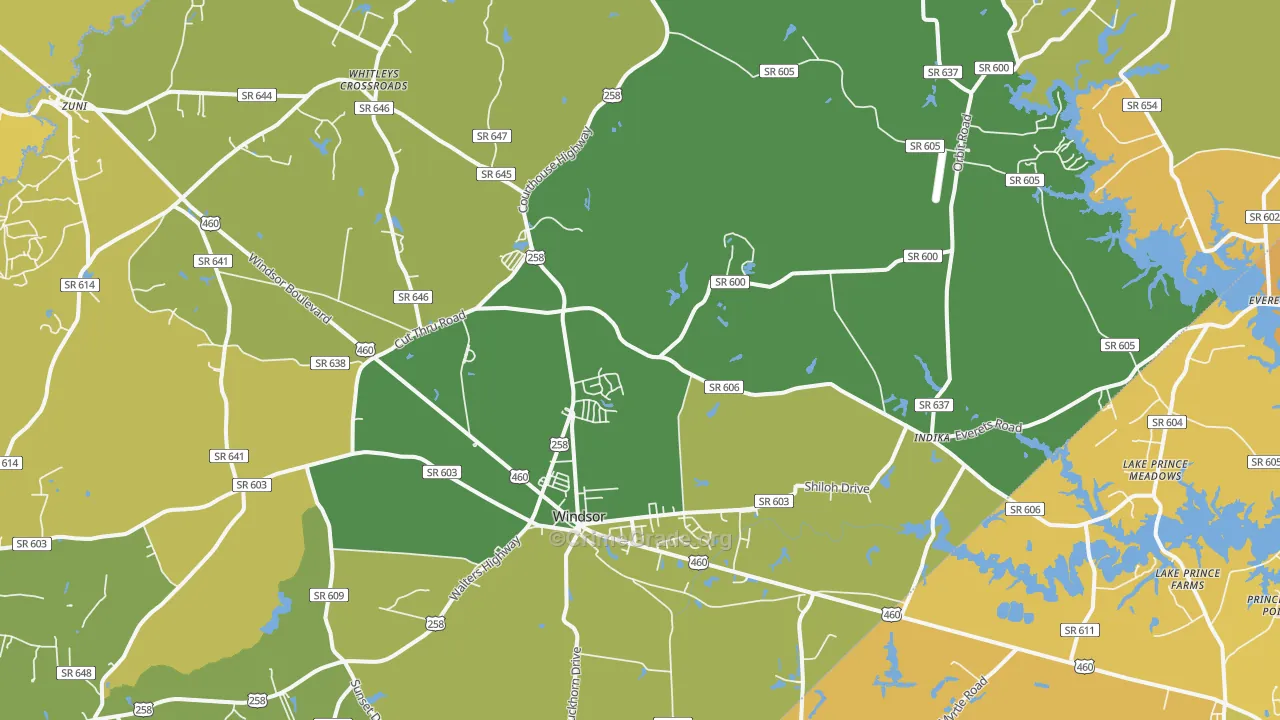 Windsor, VA Map of Vehicle Theft Rates